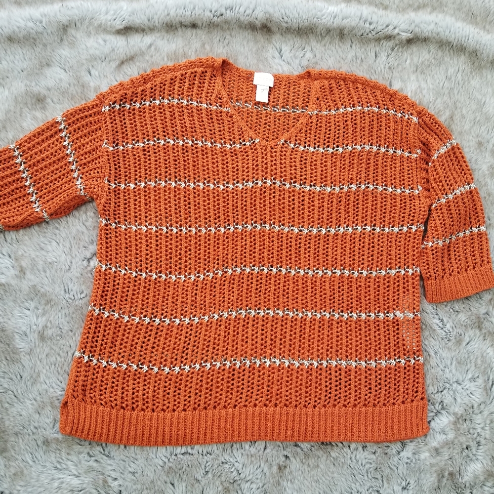 Chico's Shine Stripe Charlotte Pullover Sweater